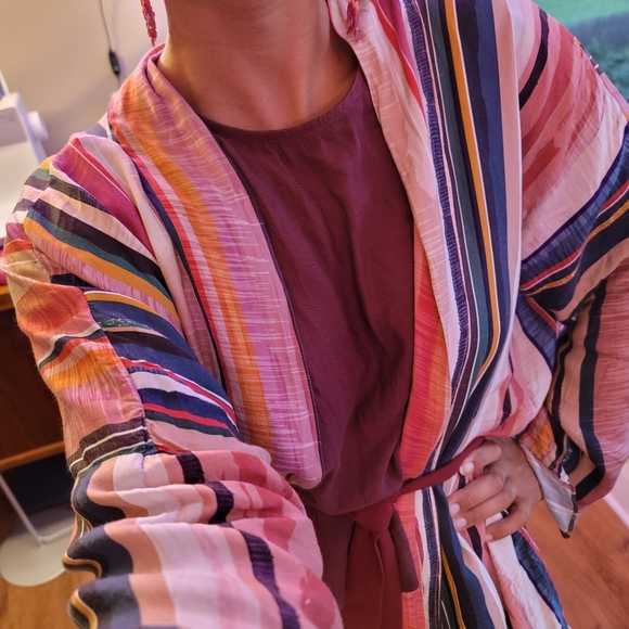 Striped Handmade Wiksten Long Haori Kimono Duster Jacket - Picture 7 of 9
